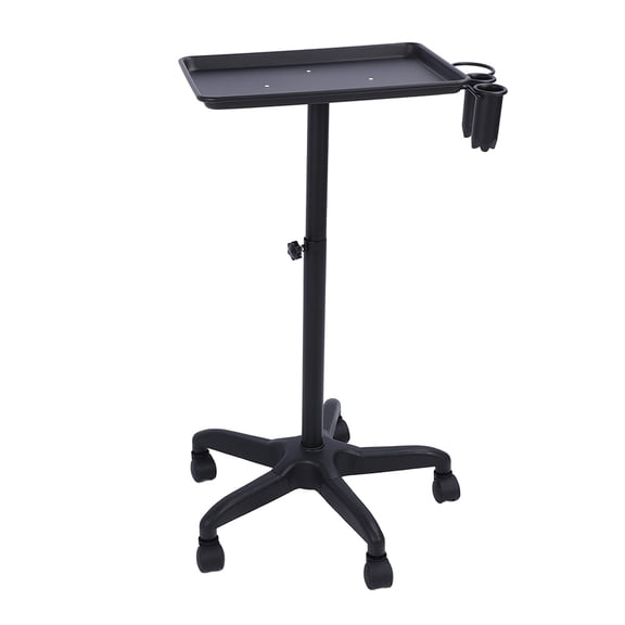 Professional Adjustable Height Salon Rolling Trolley Tray with Universal Wheels for Beauty and Hair Stylist Tools, 17.7 x 13.0 Inches / 45.0 x 33.0 cm