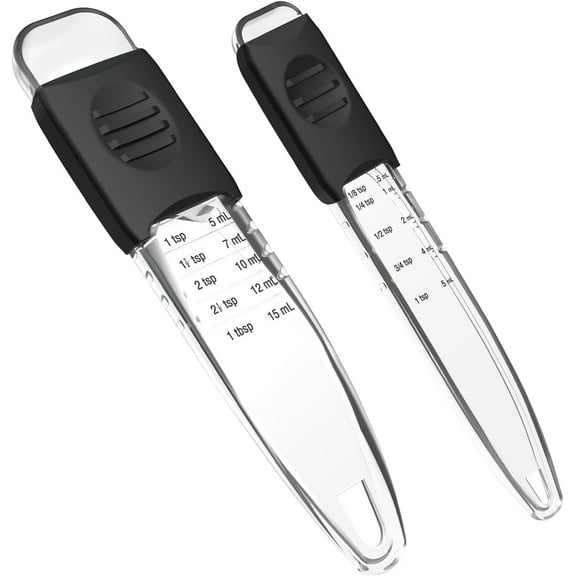 MY Professional Adjustable Measuring Spoons Set of 2#2258, Fits in Spice Jars, Teaspoon Measuring Spoons 9 in 1 for Dry and Liquid, BPA- free & Dishwasher Safe