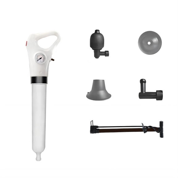 Professional Air Powered Drain Unclogger With Pressure Meter Toilet Plunger ABS Handle