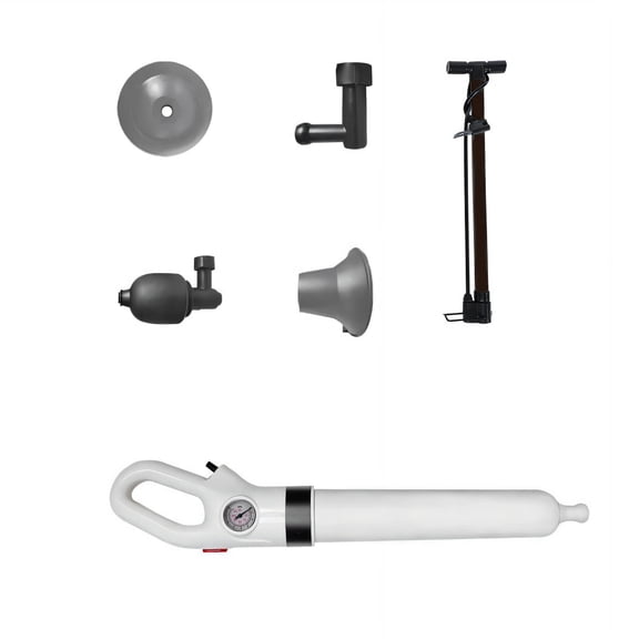 Professional Air Powered Drain Unclogger With Pressure Meter Toilet Plunger ABS Handle