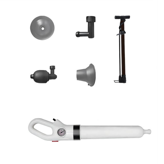 Professional Air Powered Drain Unclogger With Pressure Meter Toilet Plunger ABS Handle