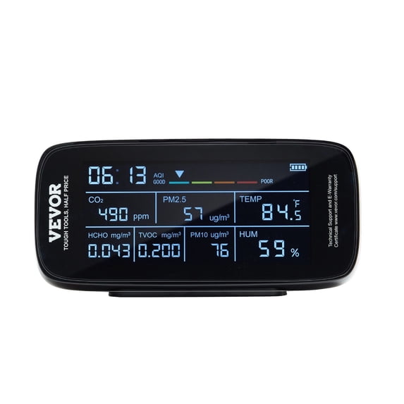 Professional Air Quality Tester for CO2, Formaldehyde, TVOC, PM2.5 PM10 PM1.0, Temperature & Humidity, 9-in-1 Meter with Alarm Thresholds