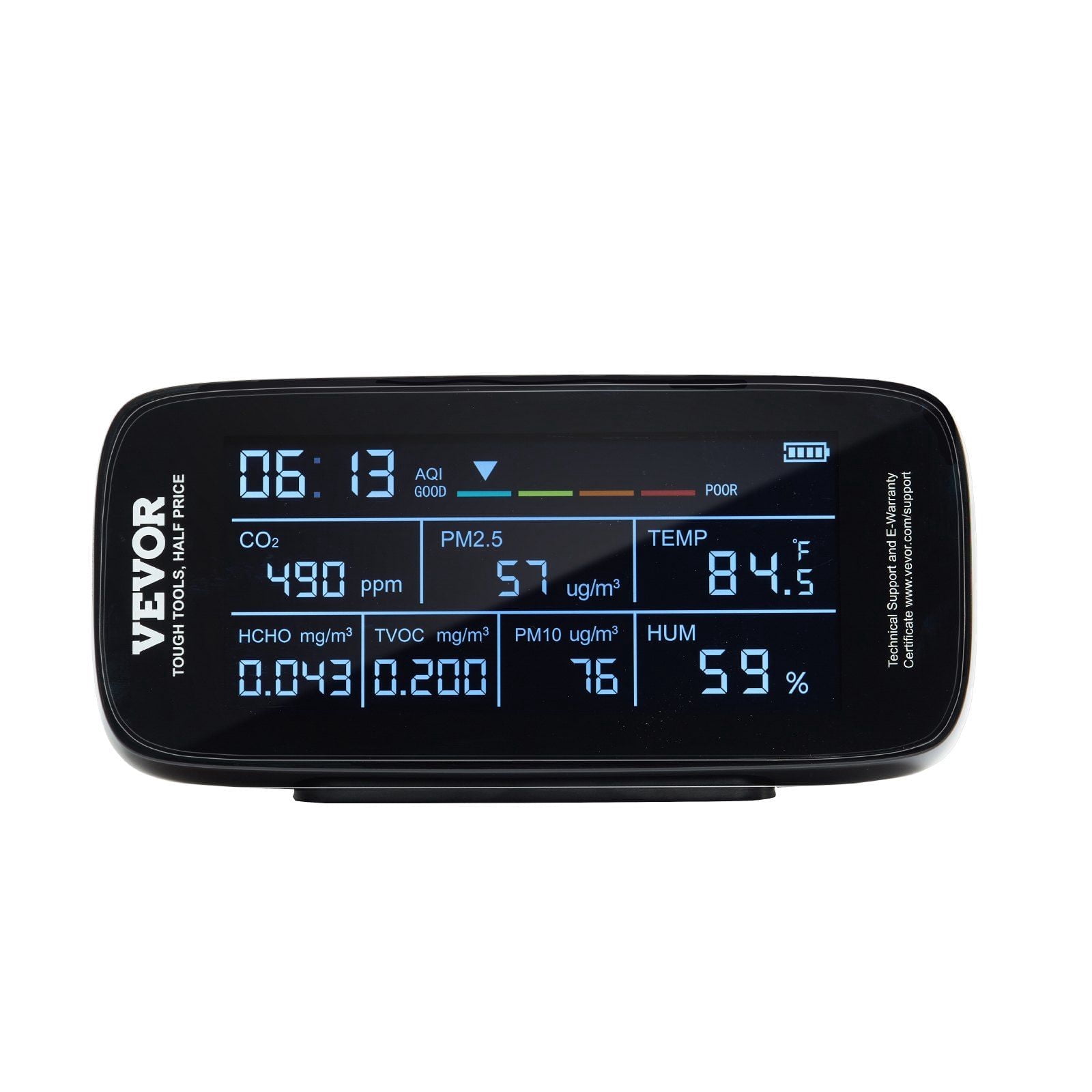 Professional Air Quality Tester for CO2, Formaldehyde, TVOC, PM2.5 PM10 PM1.0, Temperature & Humidity, 9-in-1 Meter with Alarm Thresholds