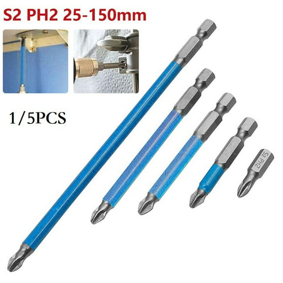 Professional Alloy Steel Long Reach Electric Screwdriver 25150Mm Bits Ph2 Superior Quality For Reliable Performance 90Mm Smile Home