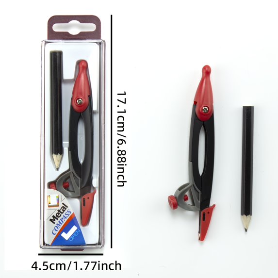 Professional Aluminum Alloy Metal Compass - Single Pencil Compass, Durable and Reliable, for Precise Drawing and Measurement, Geometry Tool