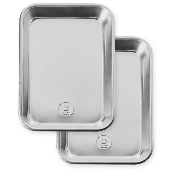 Professional Aluminum Eighth Sheet Pan - 1/8 Small, 6.97x10.16-inch Baking Sheet Set, 2-Pack