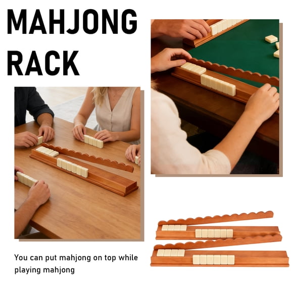 Professional American Mahjong Racks, Solid Wood 17-Inch Mahjong Tile Racks, Set of 1-Pack Natural Wood Color for Tournaments & Home Game Nights (17 inch, 1-Pack)