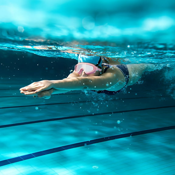 Professional Anti-Fog Swimming Goggles - Gradient Electroplated Lenses & Adjustable Silicone Strap for Adults, Large Frame Wide Vision Design with Hydrodynamic PC Lens, Unisex Pool