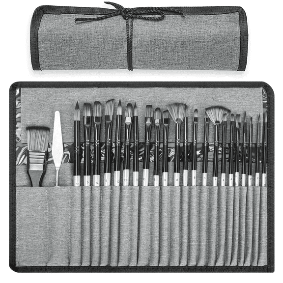 Xueyu 24 Pieces Paint Brushes, Acrylic Painting Brush Set, Watercolor Brushes, Acrylic Brushes for Oil Watercolor, Miniature Detailing, and Rock Painting