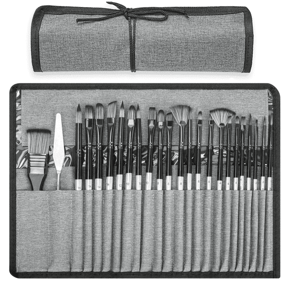 Xueyu 24 Pieces Paint Brushes, Acrylic Painting Brush Set, Watercolor Brushes, Acrylic Brushes for Oil Watercolor, Miniature Detailing, and Rock Painting