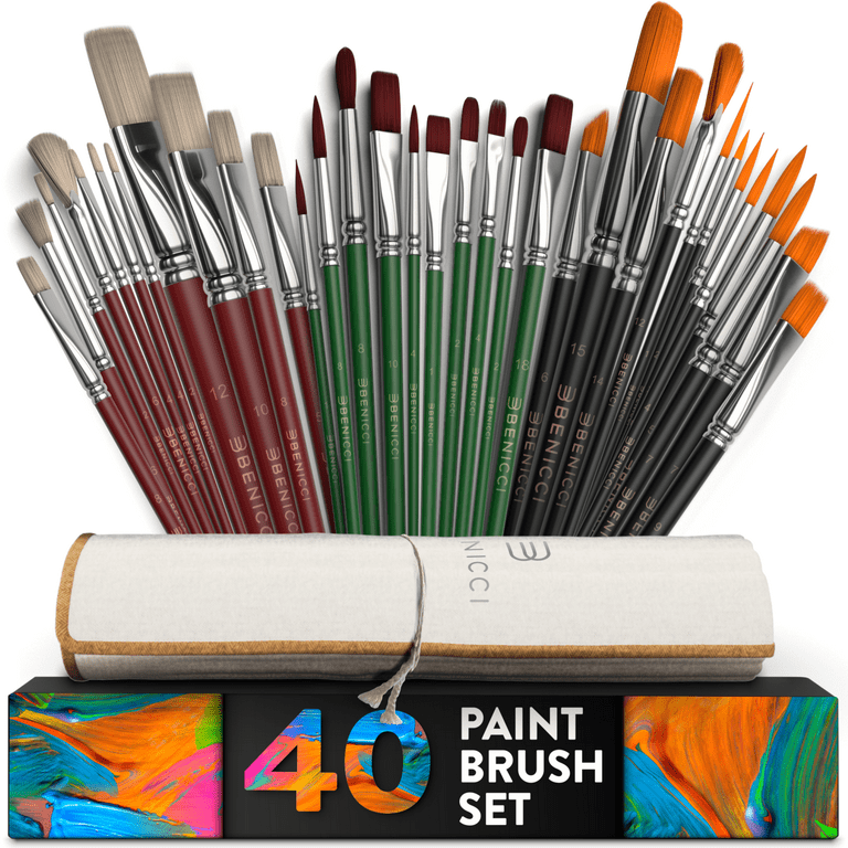 OIAGLH 6pcs Portable Flat Hake Brush Background Assorted Size Wash With  Handle Soft Bristles For Watercolor Modeling Artist Painting 