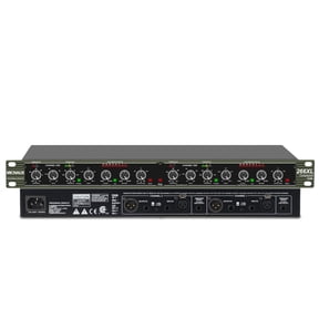 Professional Audio Compressor, 2 Channel Black Dynamic Processor with Noise Gate&Sidechain Insert Dynamic Effects Processor for Studio, Live & Streaming  1U Rackmount, XLR/TRS Inputts