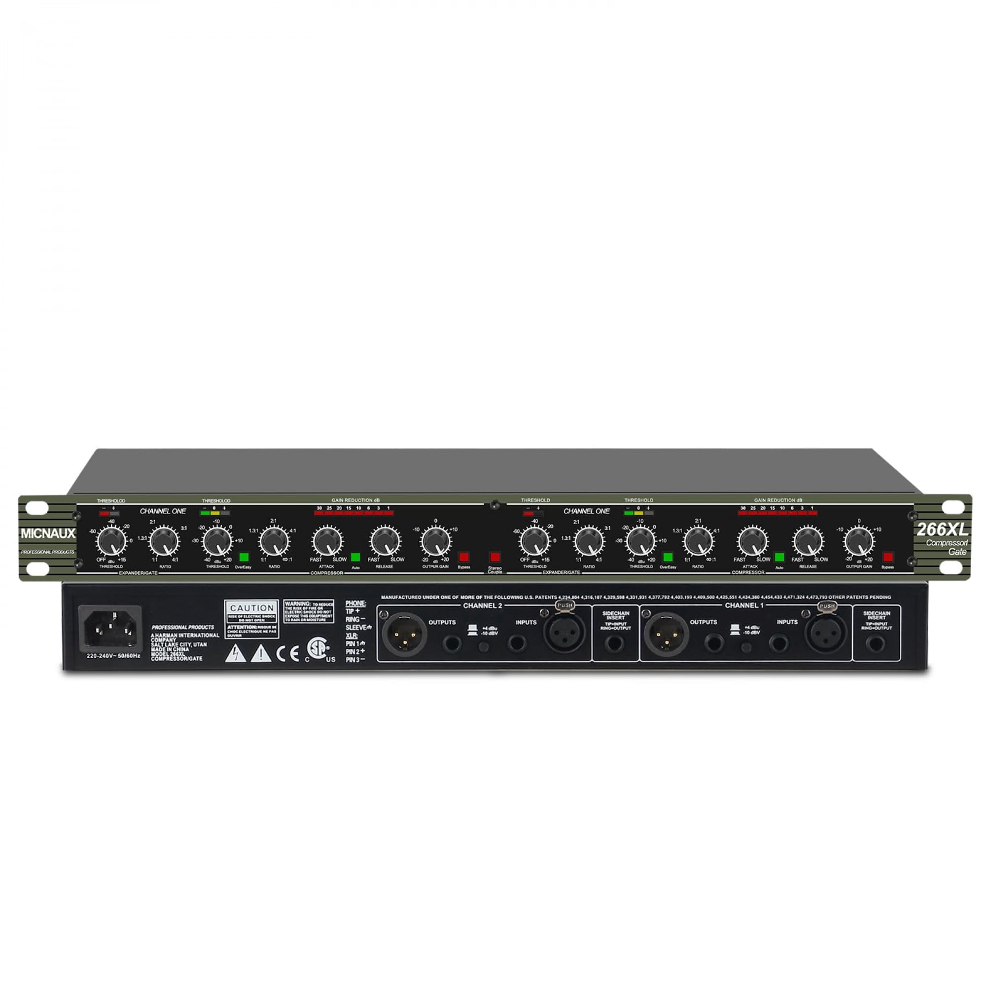 Professional Audio Compressor, 2 Channel Black Dynamic Processor with ...