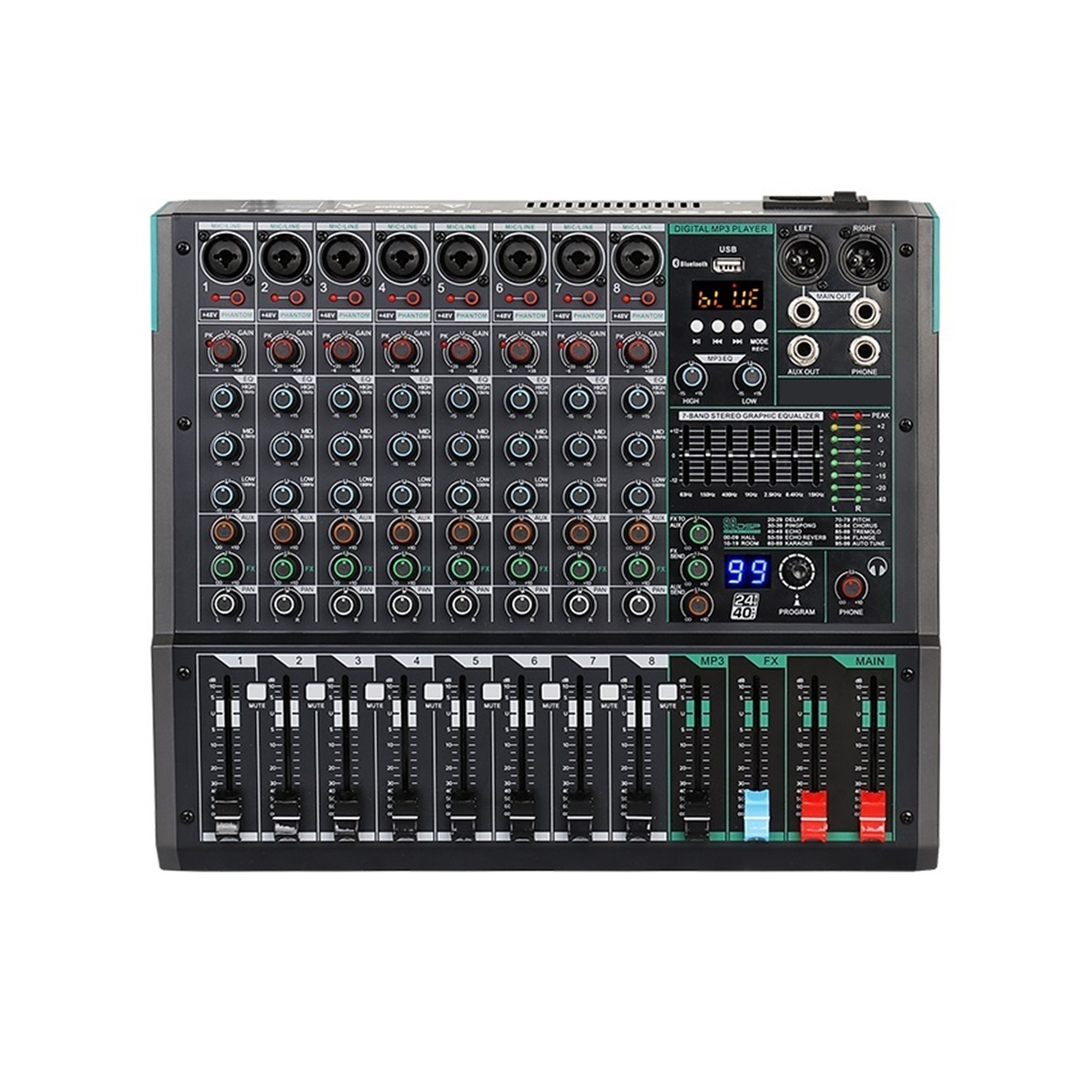 Professional Audio Mixer 8 Channel Sound Board Console DJ Mixing Desk Professional Audio Mixer 8 Channel Sound Board Console DJ Mixing Desk