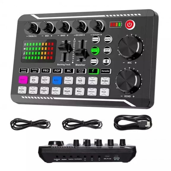 Professional Audio Mixer,Live Sound Card and Audio Interface with DJ Mixer Effects and Voice Changer,Podcast Production Studio Equipment, Prefect for Streaming/Podcasting/Gaming