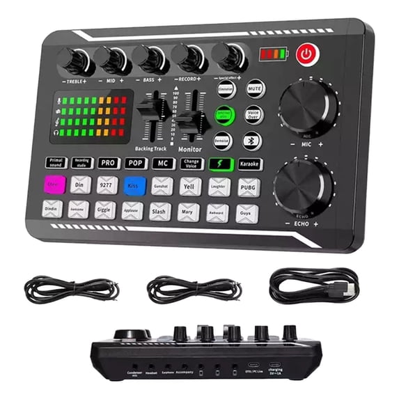 Professional Audio Mixer, Live Sound Card DJ Mixer Effects Voice Changer, Sound Card Audio Mixer Podcast Studio Gaming, Professional Audio Mixer For Streaming Podcasting Gaming