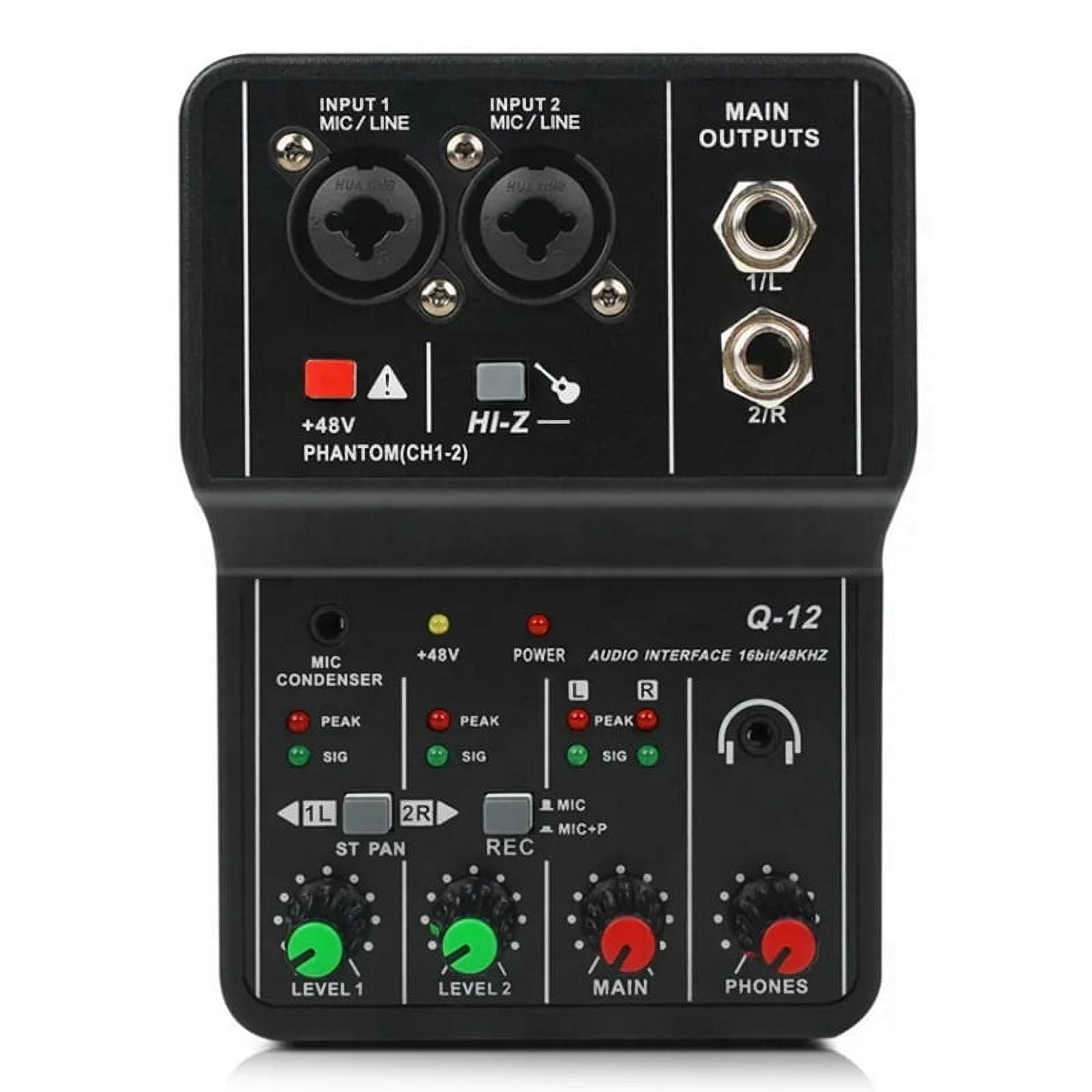 Professional Audio Mixer Sound Card with Monitor Electric Guitar Live Broadcast Recording for Studio Singing Computer PC,1 x Audio Mixer Sound Card 1 x USB Cable 1 x English instruction manual,Black