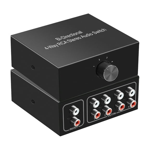 Professional Audio Switch Splitter RCA Stereo Switcher Selector Switch Box Lossless Signal Transmission Black Shells