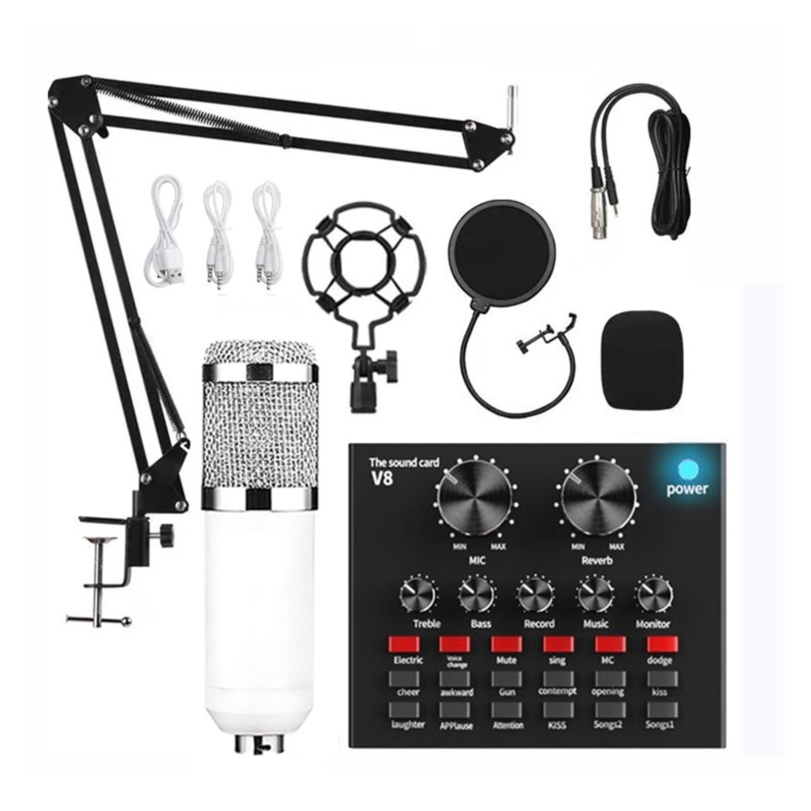 Professional Audio V8 Sound Card Set Mic Studio Condenser Microphone ...