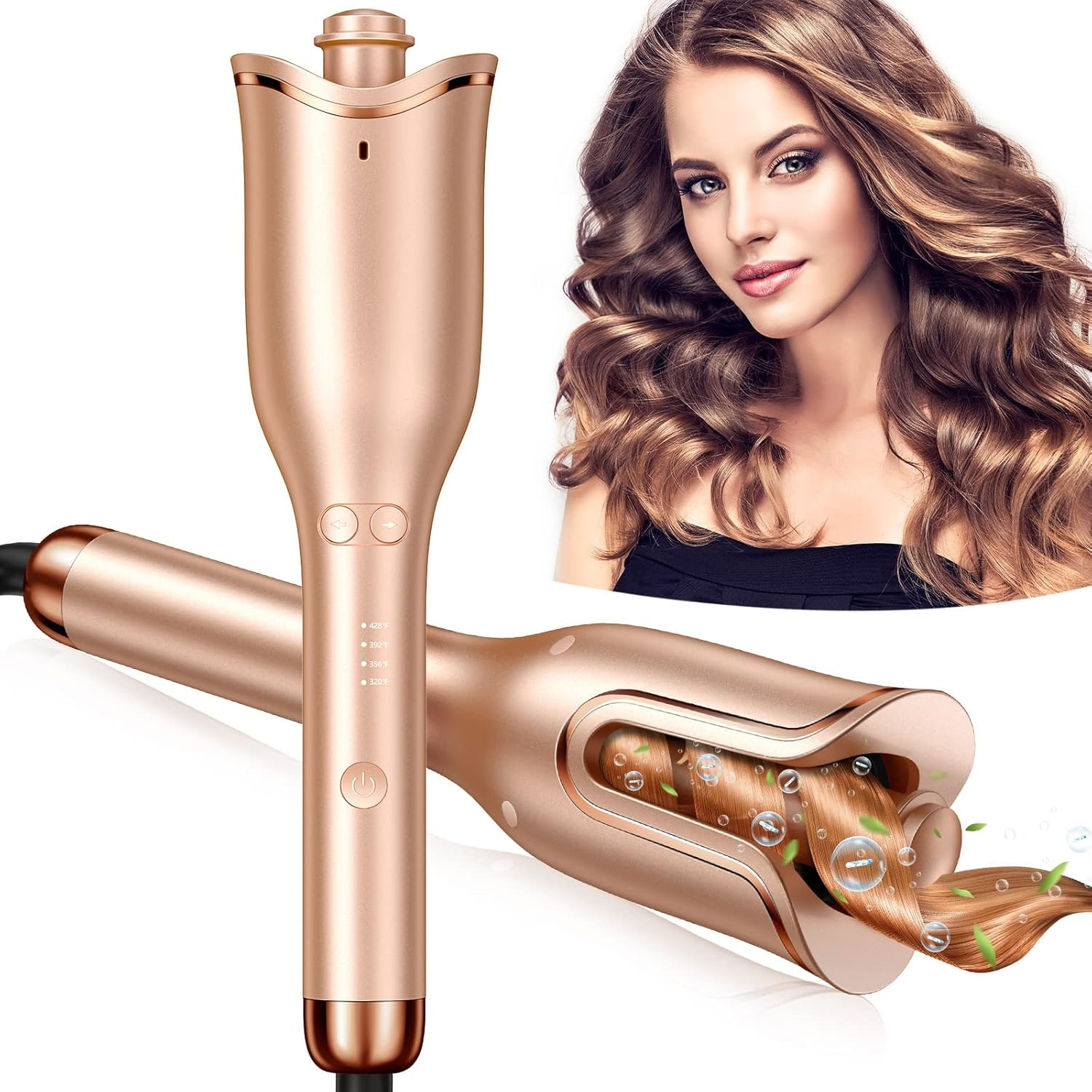 Automatic Curling Iron, Professional Automatic Hair Curler with 1" Curling Wand Large Slot & 4 Temperature & 3 Timer