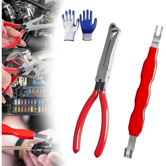 Professional Automotive Electrical Connector Removal Tool Kit, Dual-Head Terminal Disconnect Pliers Set, Universal Wiring Harness Release Tool for Car Truck Repair