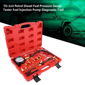 Professional Automotive Fuel Pressure Tester Kit Fuel Injection Pump Diagnostics Tool Set Dual Scale 140 PSI 10 Bar Gauge for Petrol Diesel Systems, 3.5 inches / 90 mm