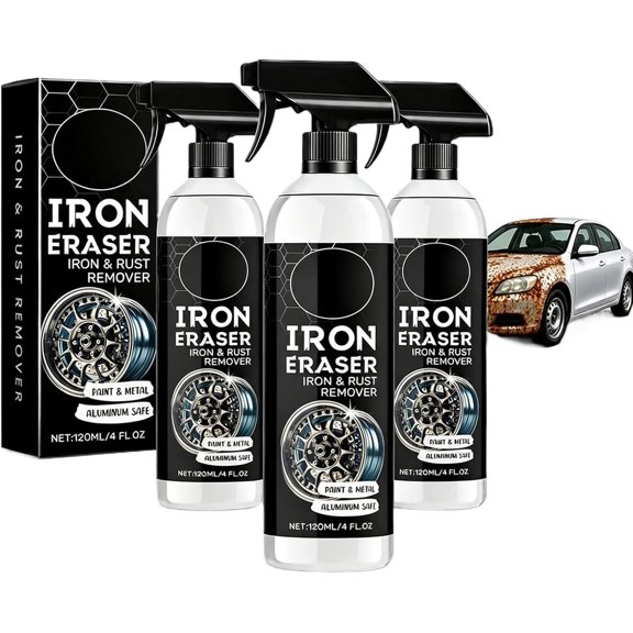 Professional Automotive Surface Cleaning, Car Rust Remover Cleaner Spray, General Rust Remover Cleaner Spray, Fast Acting Rust and Brake Dust Remover for Car Wheels and Paint(3Pcs)