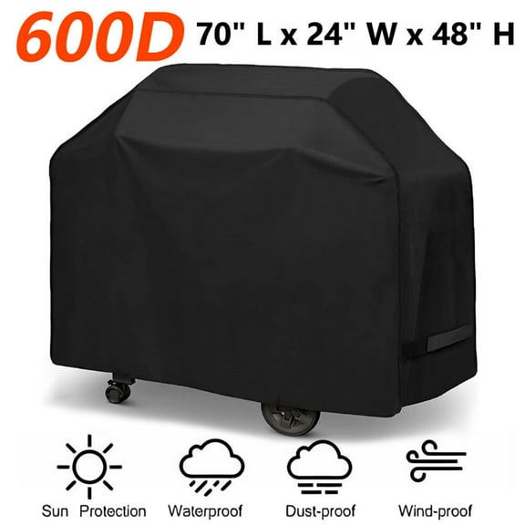 Professional BBQ Cover - 70" All-Weather Guard (Black, Non-Slip Design, Easy Storage)‌