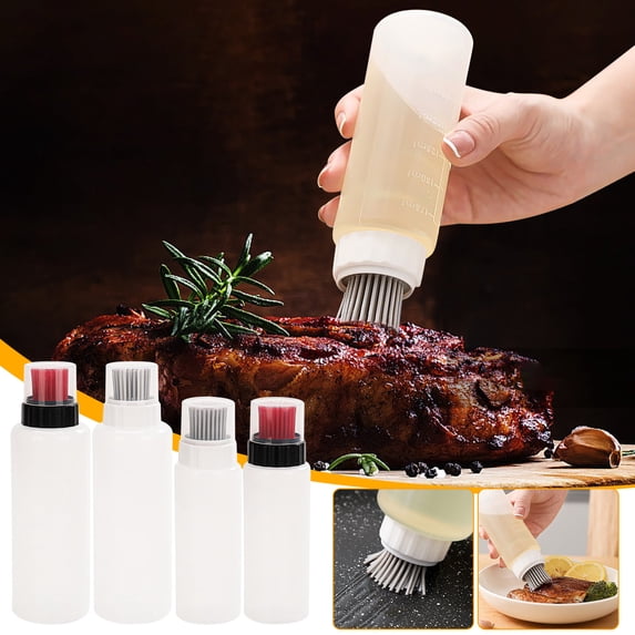 Professional BBQ Oil Brush Bottle with Basting Applicator for Grilling & Baking, Food-Grade Marinade Dispenser with Graduated Measurements for Mess-Free Cooking(Multicolor),Ccwuwei
