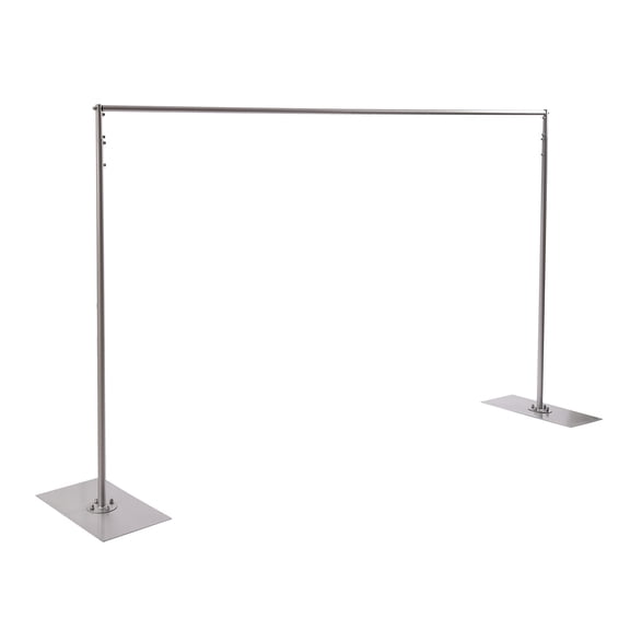 Professional Backdrop Stand Pipe Kit Heavy Duty Adjustable Height Background Support System Curtain Frame Telescopic with Steel Base for Wedding Party Photography Show Display Silver