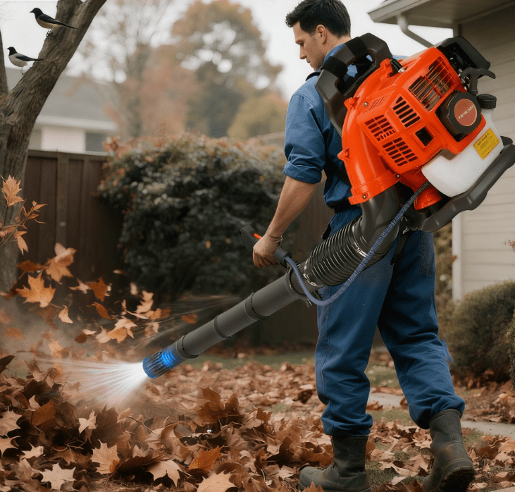 Professional Backpack Leaf Blower, 52CC Gas Leaf Blower,550CFM 2-Cycle Backpack Gas Leaf Blower with Adjustable Tubes for Wet Leaves, Snow Removal and Lawn Cleanup