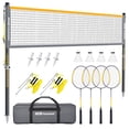 thumbnail image 1 of Haokelball Badminton Set with Net for Backyard – Outdoor Game Set with Tension Adjuster, 4 Rackets, Shuttlecocks, Poles, Boundary Line & Carry Bag, 1 of 8