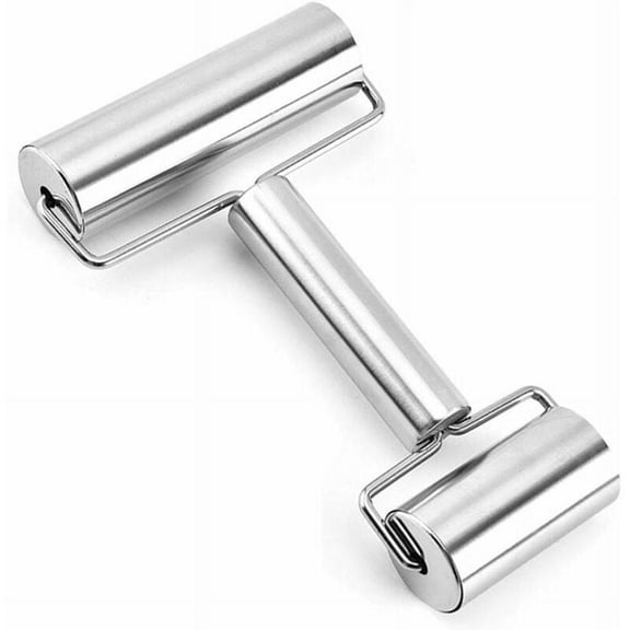 Professional Bakers Tool: Stainless Steel Dough Roller, Versatile Rolling Pin for Kitchen Baking Roller with Ergonomic Design Handle, Even Force Rollers for Pastry and Pizza