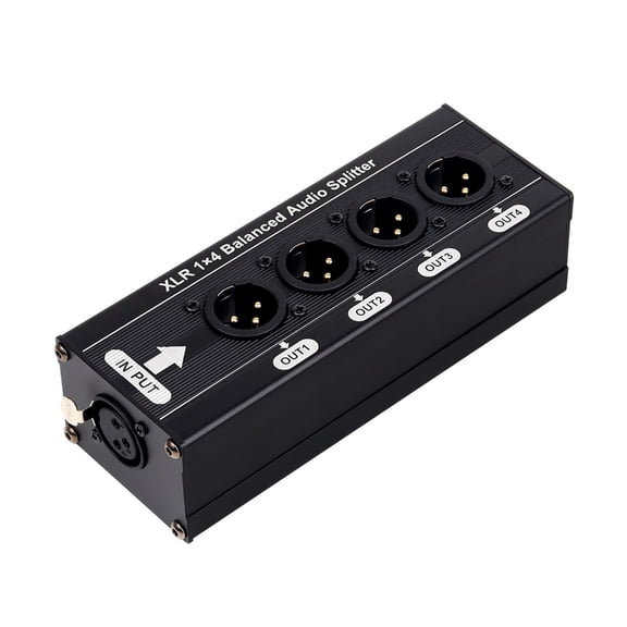 Professional Balanced Sound Splitter 1 In 4 Out Sound Splitter Box Noise Isolation Distribution Studio Equipment