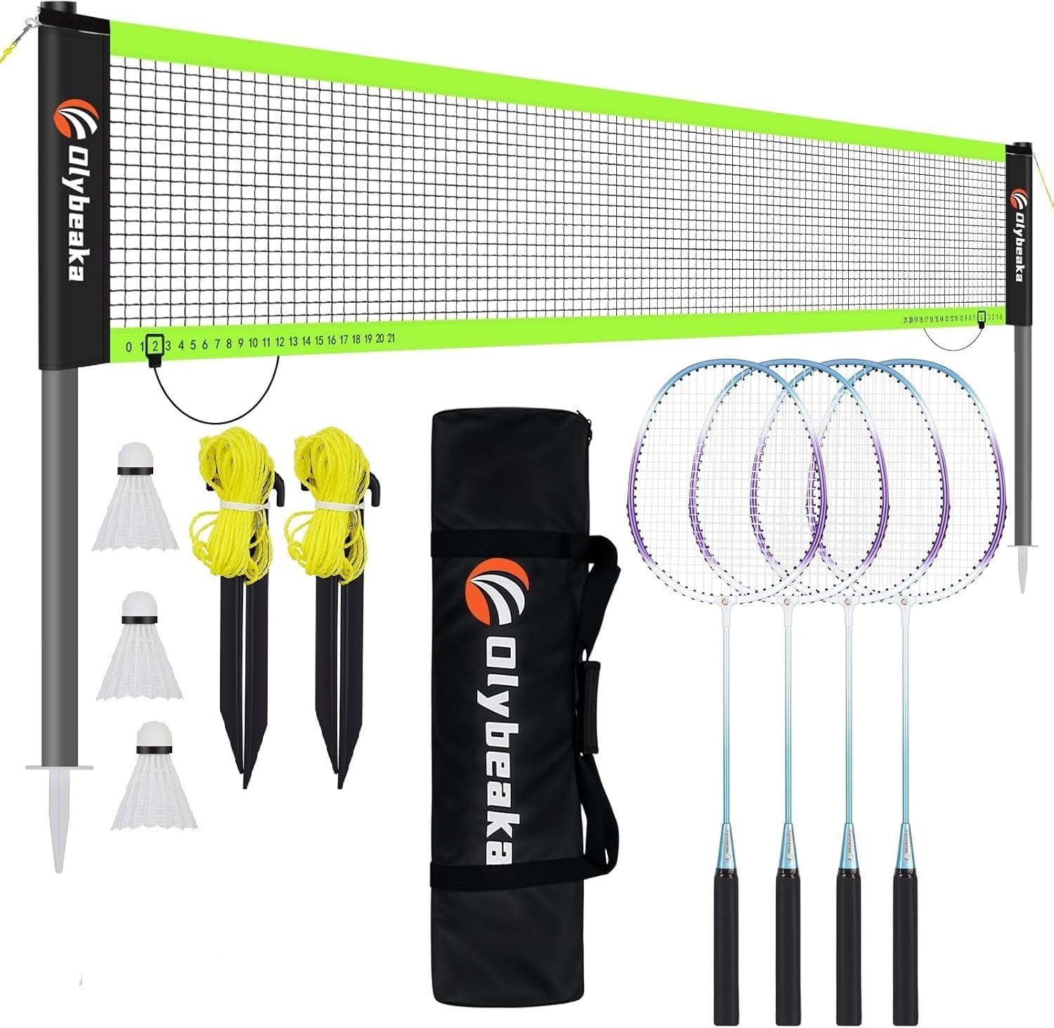 Large B Minton Rackets Professional Baminton Set, Portable Badminton Net Set for Backyard with ...