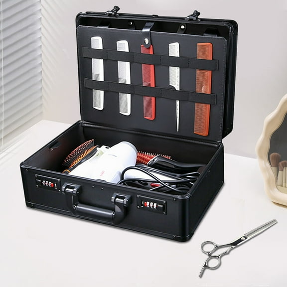 Professional Barber Carrying Case for Hair Stylist & Pet Groomer, Fireproof Board & Metal Tool Storage Organizer with Large Capacity for Scissors, Hair Dryer, Combs, Clips Portable & Durable