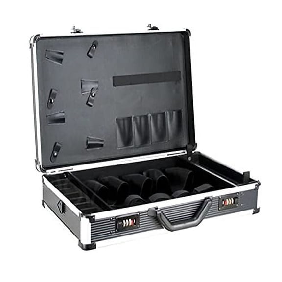 Professional Barber Case with Code Lock, Salon Hair Cutting Storage Organizer Kit Stylist Tool Box Traveling Case for Clippers Trimmers Blades Shears Combs Brushes (Black+White)