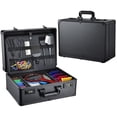 thumbnail image 1 of Professional Barber Case Hairdressing Box Organizer Portable Salon Travel Suitcase with Lock, Black, 1 of 7