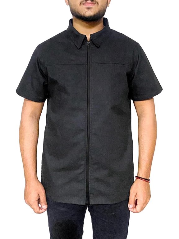 Professional Barber Jacket for Men, Black Half Sleeve Hair Stylist Salon Uniform Smock Mesh Back Adult Small