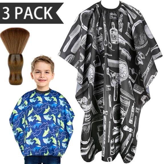 Professional Barber Kit: Hair Cutting Barber Cape 2 Pack Professional Haircut Salon Cape for Men Women Children with Neck Duster Brush