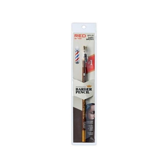 Red by Kiss Barber Pencil with Built-in Sharpener, Hairline Razor Trace and Beard Shaping Pencils for Men (Dark Brown)