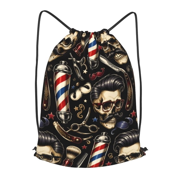 Professional Barber Tool Seamless Art Drawstring Backpack Gym String Bag Sports Sackpack Cinch Sack, S
