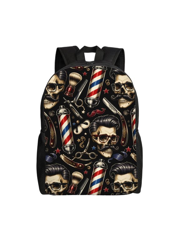 Professional Barber Tool Seamless Art Laptop Backpack, Padded 15.6 Inch Computer Compartment, Casual Travel Work Daypack