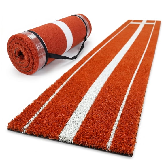 Baseball Pitching Alignment Mat ,Portable Roll Up Baseball Training Mat,Shock Absorbing Turf Practice Mat,Baseball Pitching Turf Mat for Indoor Cages & Backyard Lawns