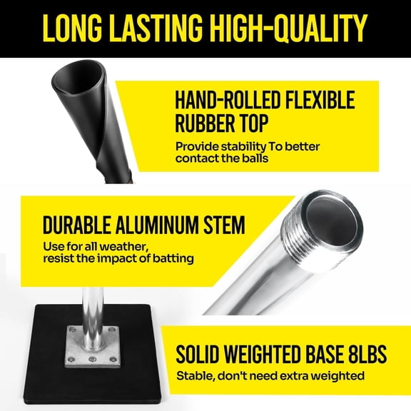 Professional Batting Tee for Baseball/Softball - Weighted Base, Flexible Rubber Top, Adjustable Height 24- Inches