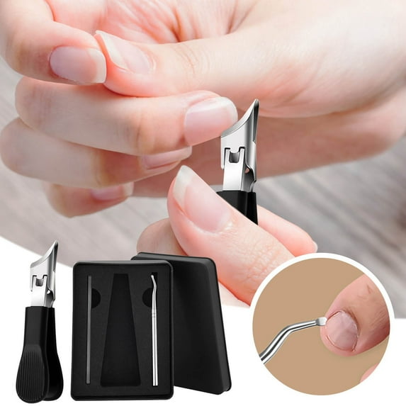 Professional Beak Nail Clippers Set with Three Beveled Trimmers, Designed for Thick or Brittle Nails, Non-Slip Handle and Nail File for Precision Grooming