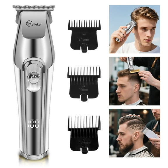 Professional Beard Trimmer Kit for Men with Nose Trimmer Attachment - Waterproof Body Groomer for Precise Face, Mustache & Body Shaping, 4 Guards, 180min Long Battery Life, Rechargeable, Gift Idea