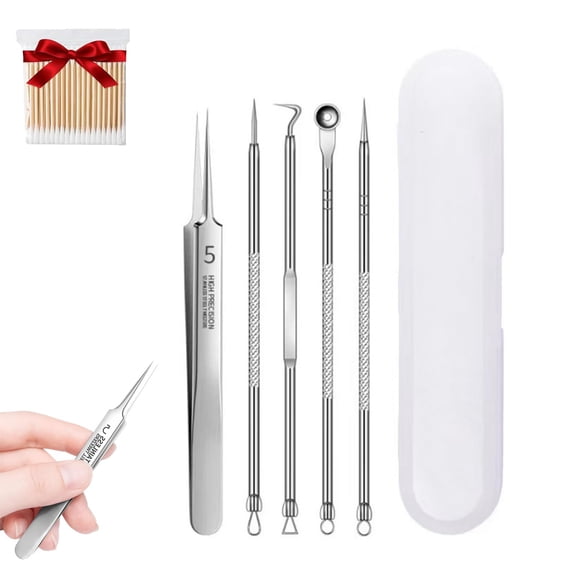 Professional Beauty Salon Tweezers, 2026 New Precision Slant & Pointed Tips for Brows & Lashes | Essential for Makeup Artists & Home Kits, Stainless Steel Blackhead Removal Kit