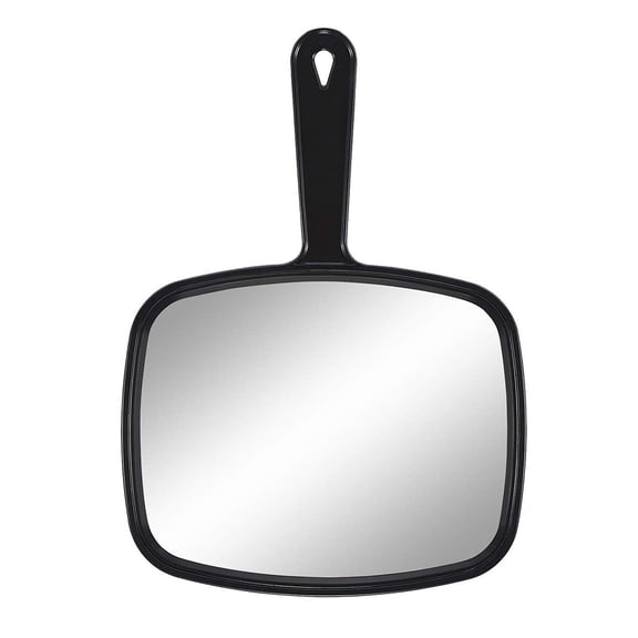Professional Beauty Tool, Pure Black Hand Mirrors, 1X Ultra Clear Reflection Surface, Single-Sided Plain Handheld Mirror for Salon, Barber, And Travel, With Comfortable Handle And