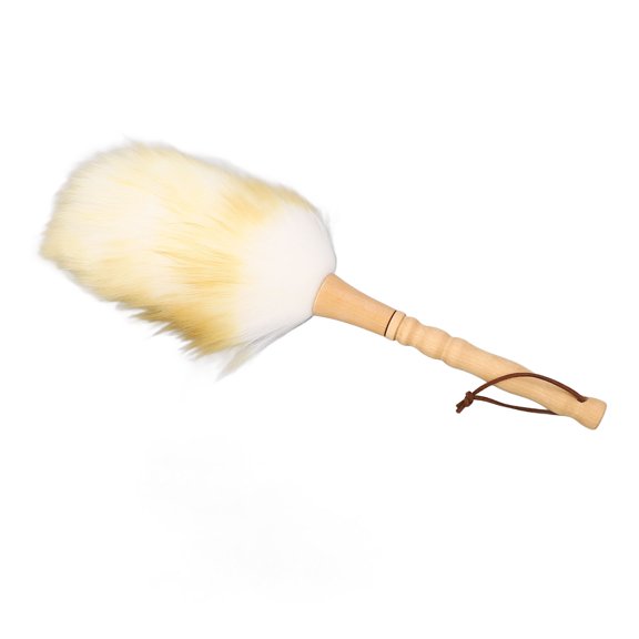 Professional Beechwood Handle Lambswool Duster, Fluffy Wool Feather Duster for High Ceilings, Blinds, and Musical Instruments (Long Handle, 18.1 inches / 46.0 cm)